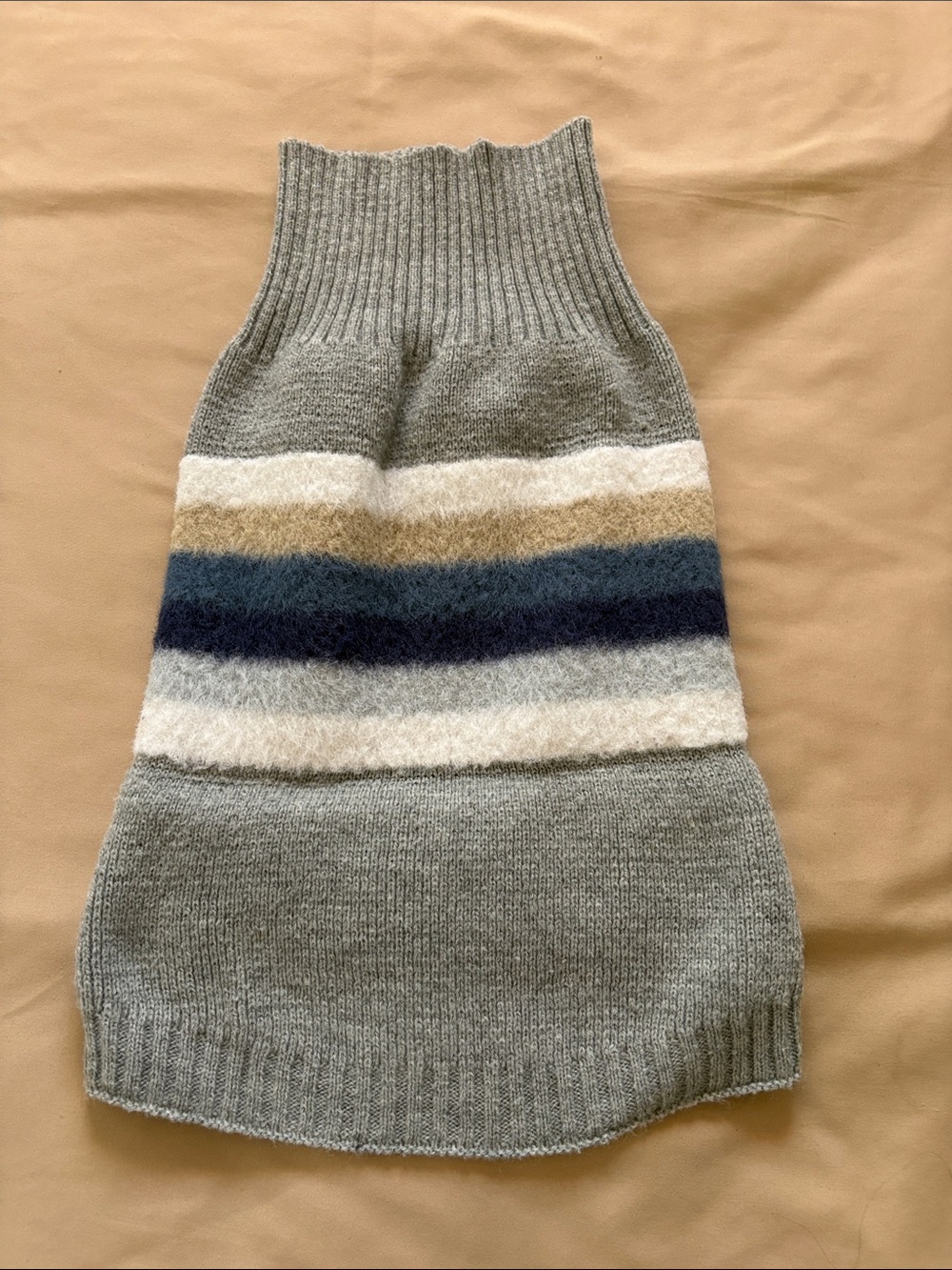 Striped Knit Dog Sweater in Gray, Navy & Cream